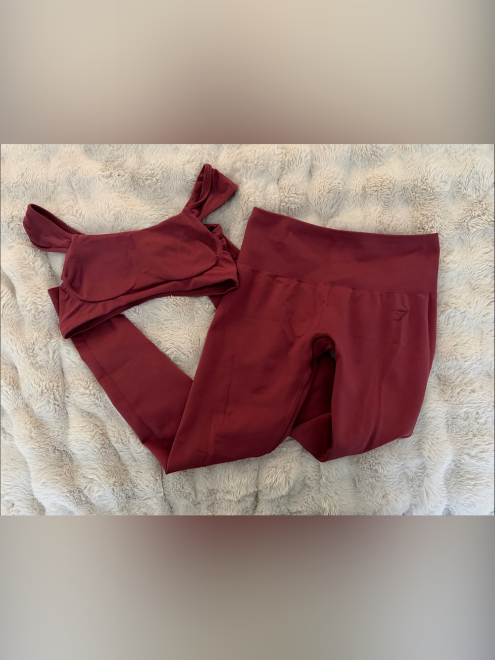 Gymshark Women's High-Waist Leggings and Sports Bra Set in Burgundy